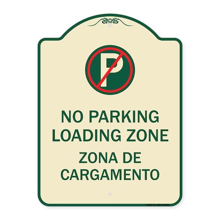 Signmission Loading Zone Zona De Cargamento W/ No Parking Heavy-Gauge Aluminum Sign, 24" x 18", TG-1824-23882 A-DES-TG-1824-23882